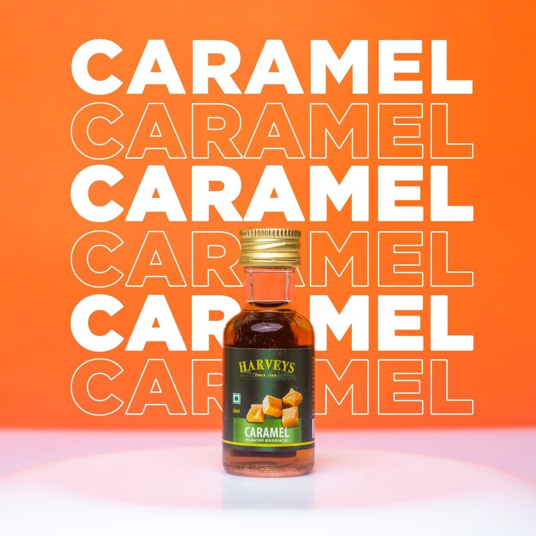 Harveys Flavouring Essence Vanilla, Raspberry, Caramel, Hazelnut Pack of 4(28 ml x 4)