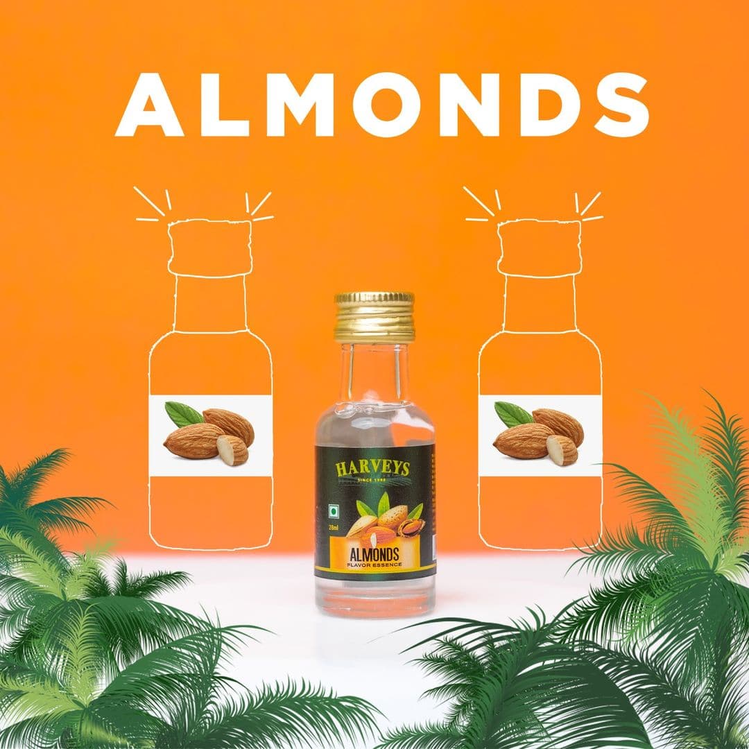 Harveys Essence Flavour Vanilla, Rose, Almond & Banana Flavours Pack of 4 (28 ml x 4)