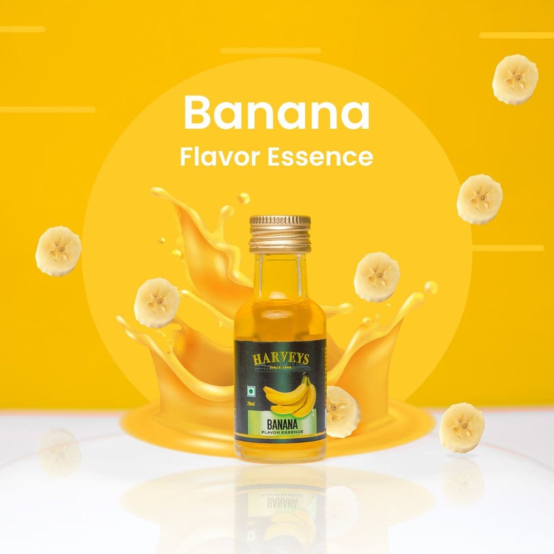 Harveys Essence Flavour Vanilla, Rose, Almond & Banana Flavours Pack of 4 (28 ml x 4)