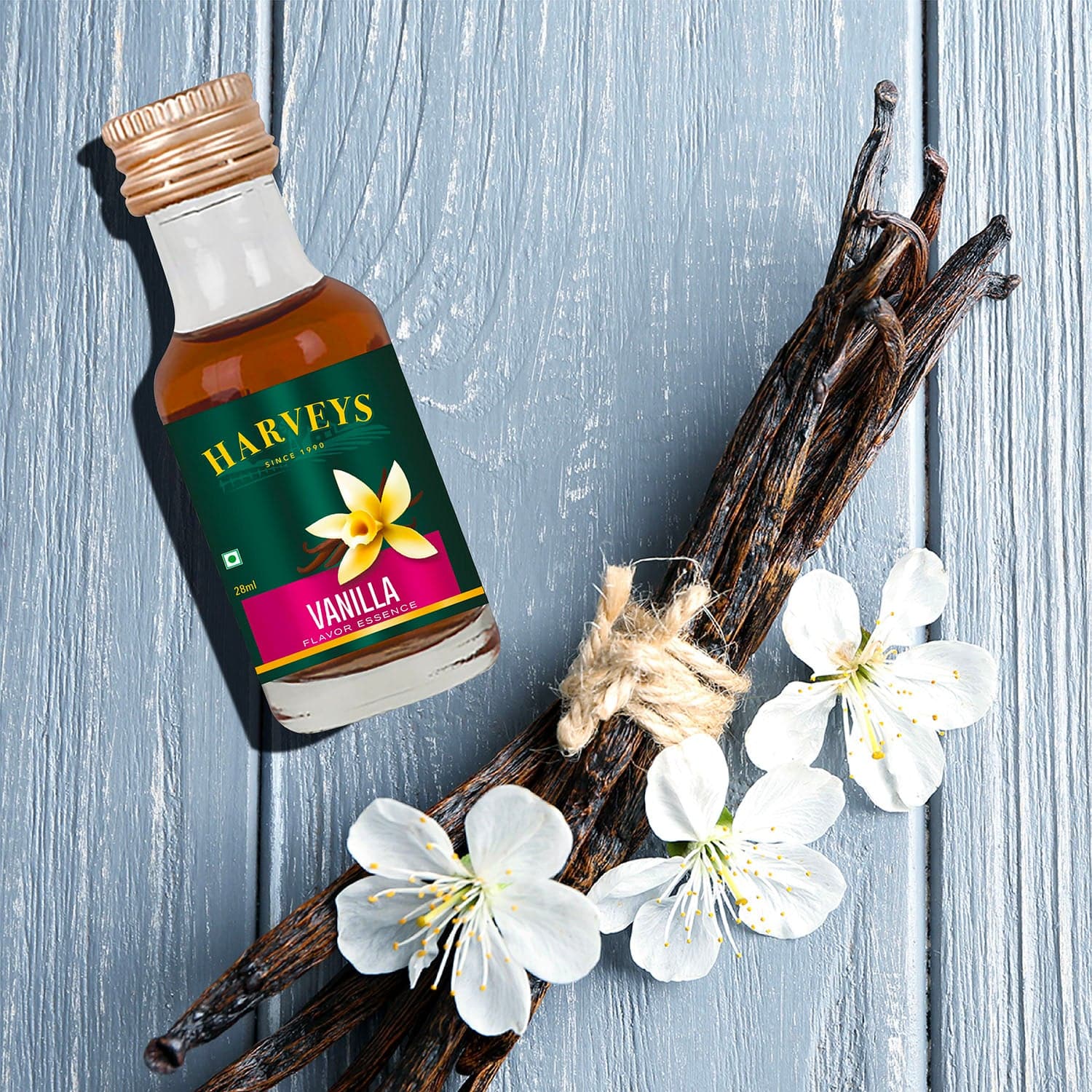 Harveys Flavouring Essence Vanilla, Raspberry, Caramel, Hazelnut Pack of 4(28 ml x 4)